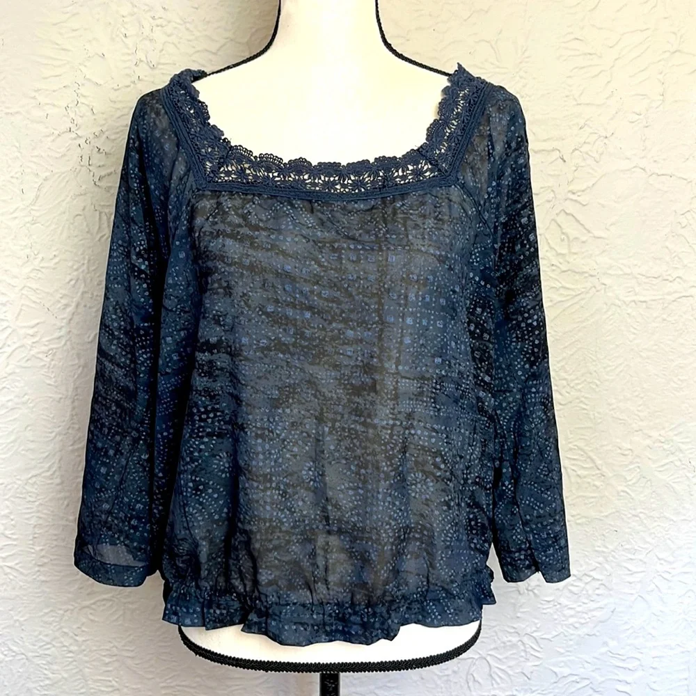 Maurices Sheer Square Neck 3/4 Sleeve Blouse
